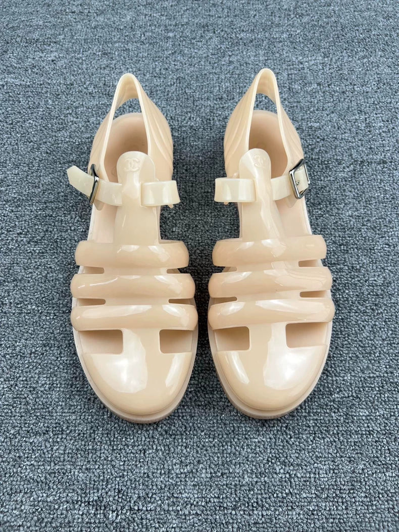 Chanel Beige Jelly Sandals-yf