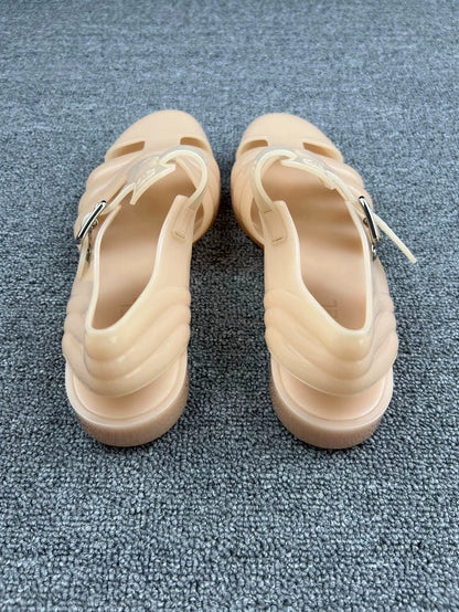 Chanel Beige Jelly Sandals-yf