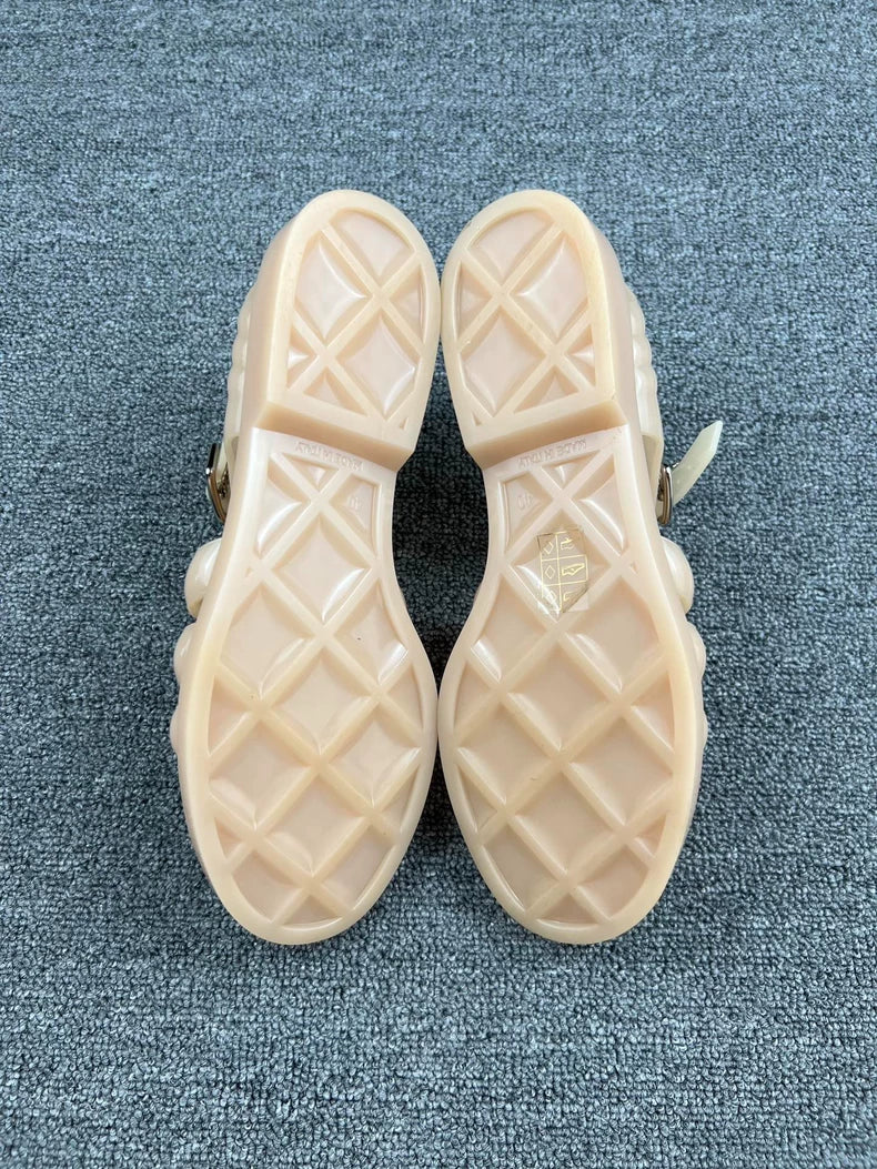 Chanel Beige Jelly Sandals-yf