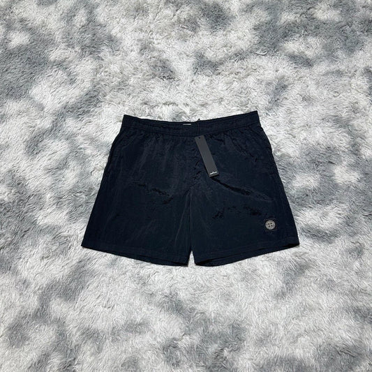 Stone Island Metal Nylon Logo Shorts Black-yf