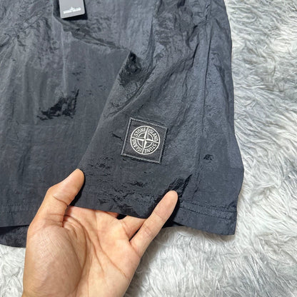 Stone Island Metal Nylon Logo Shorts Black-yf