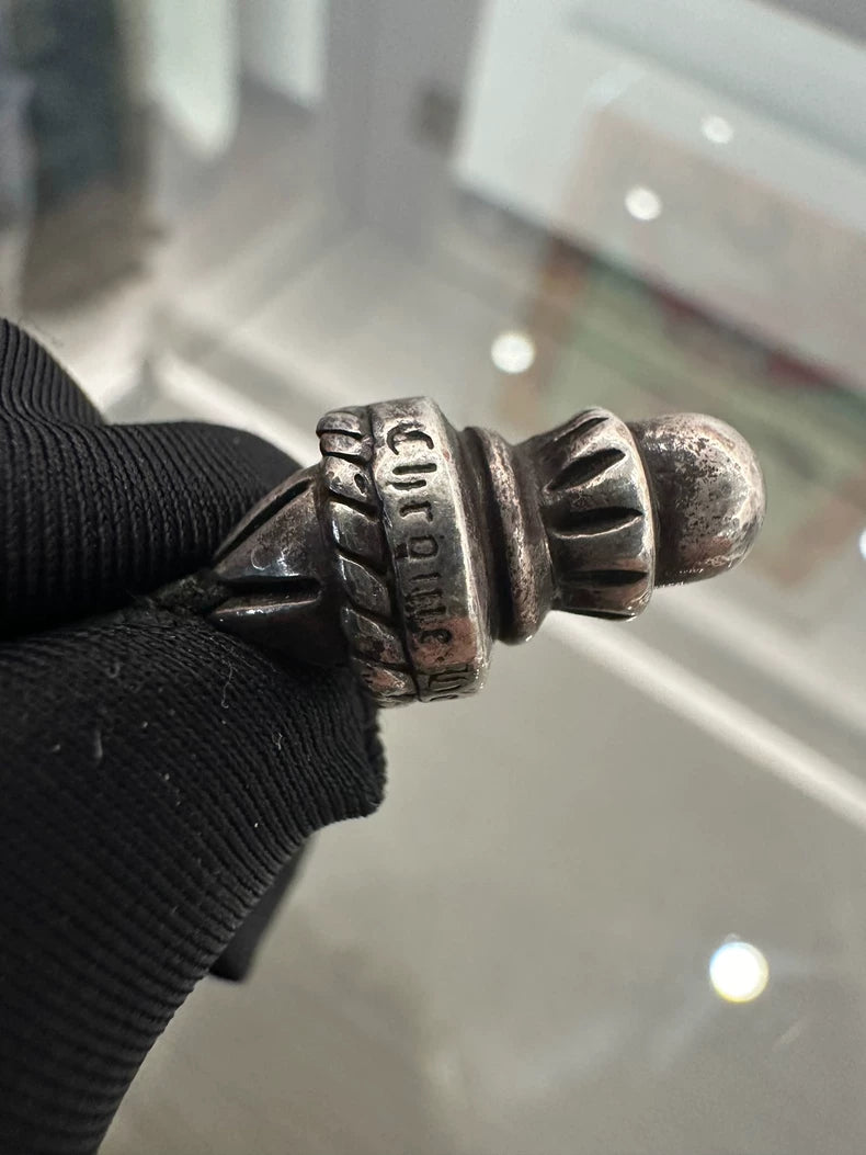 Chrome Hearts Silver Cross Necklace on Black Cord