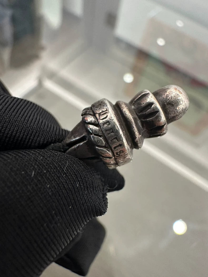 Chrome Hearts Silver Cross Necklace on Black Cord