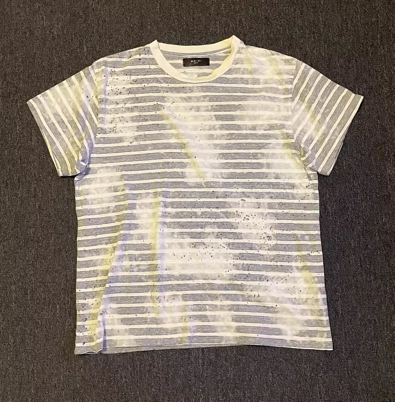 AMIRI Distressed Striped Oversized T-Shirt-yf