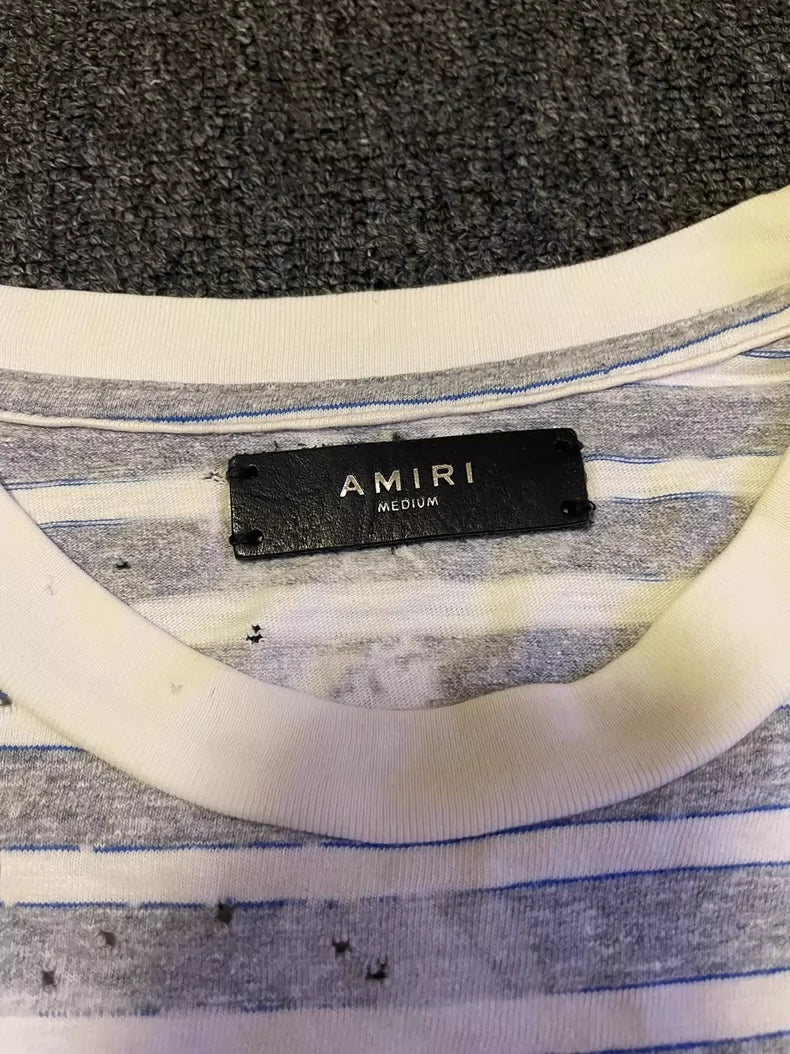 AMIRI Distressed Striped Oversized T-Shirt-yf