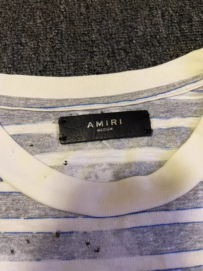 AMIRI Distressed Striped Oversized T-Shirt-yf