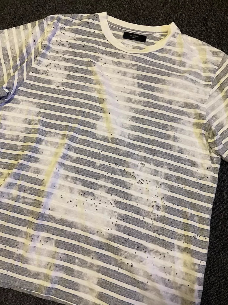 AMIRI Distressed Striped Oversized T-Shirt-yf