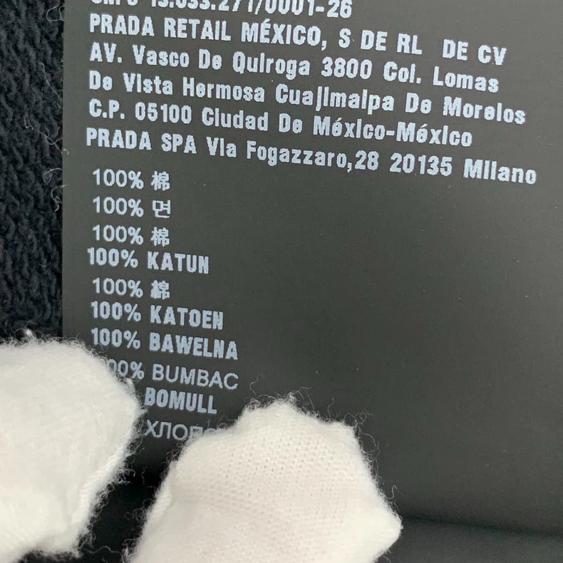 Prada Black Triangle Logo Zip Hoodie-yf