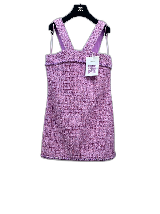 Chanel Pink Tweed Sleeveless Dress with Tags