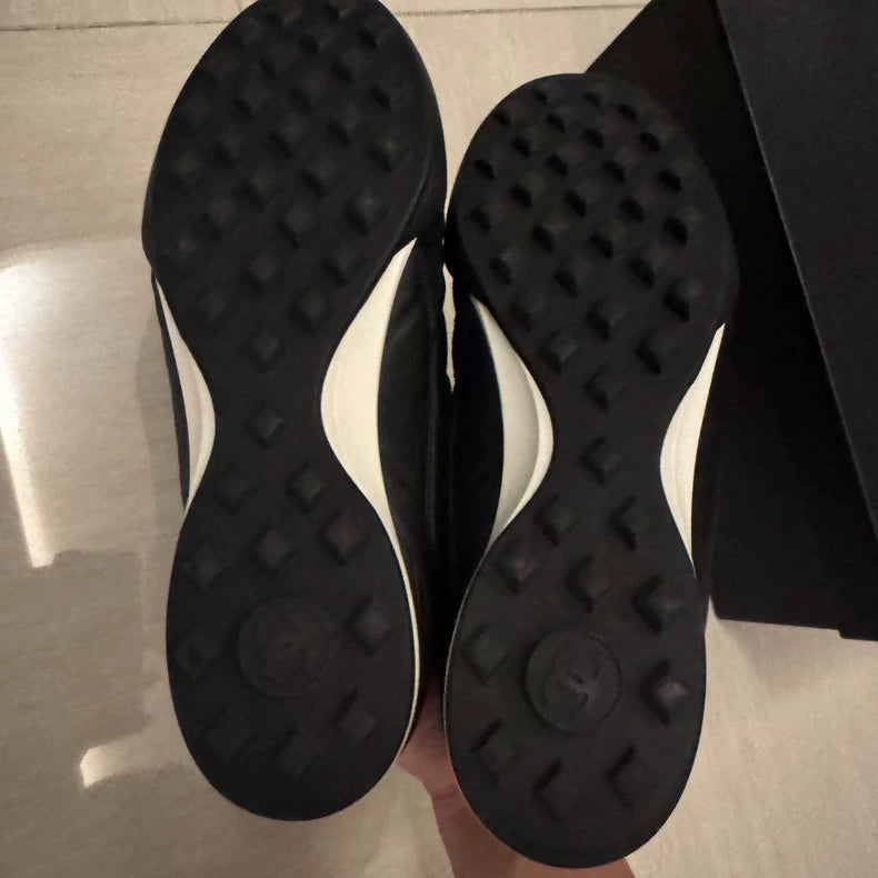 Chanel Black and White Suede Sneakers