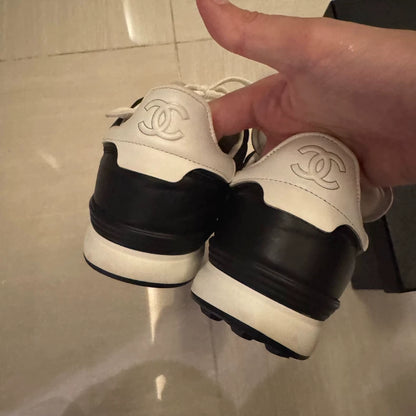 Chanel Black and White Suede Sneakers
