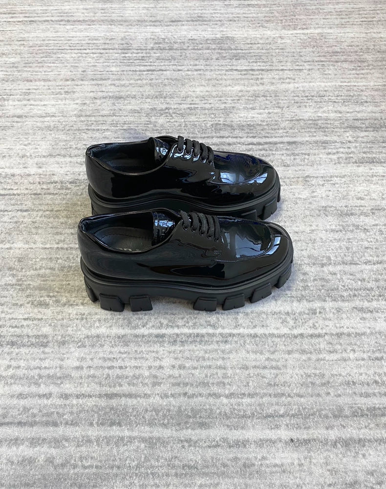 Prada Monolith Thick Sole Black Shoes-zp
