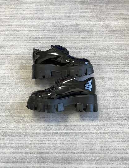 Prada Monolith Thick Sole Black Shoes-zp
