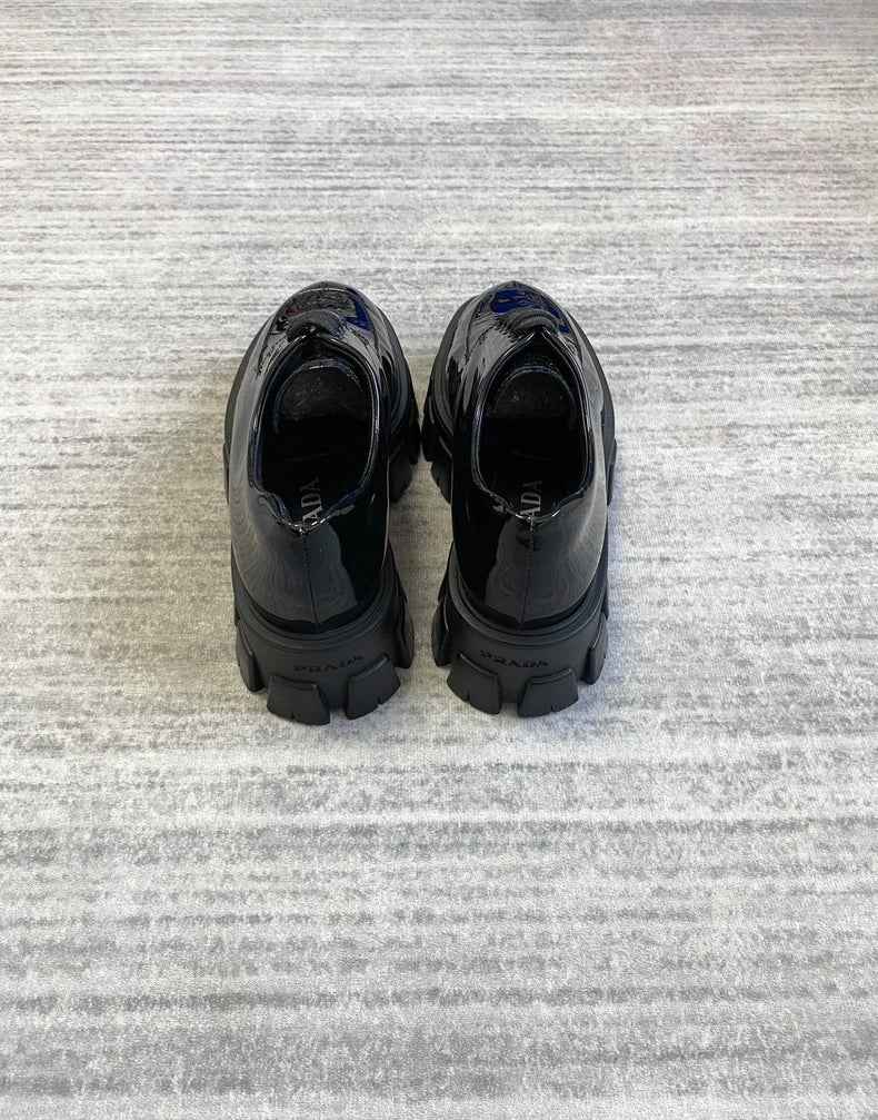 Prada Monolith Thick Sole Black Shoes-zp