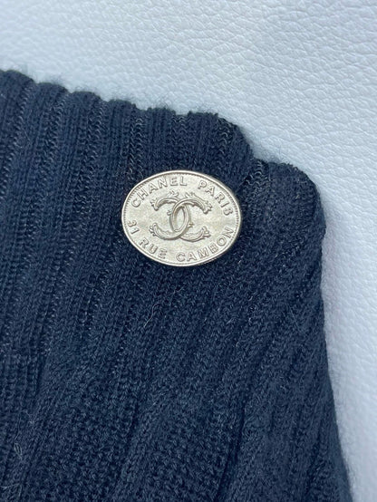 Chanel Black Ruffled Knit Dress