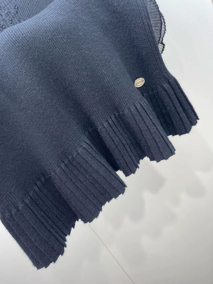 Chanel Black Ruffled Knit Dress