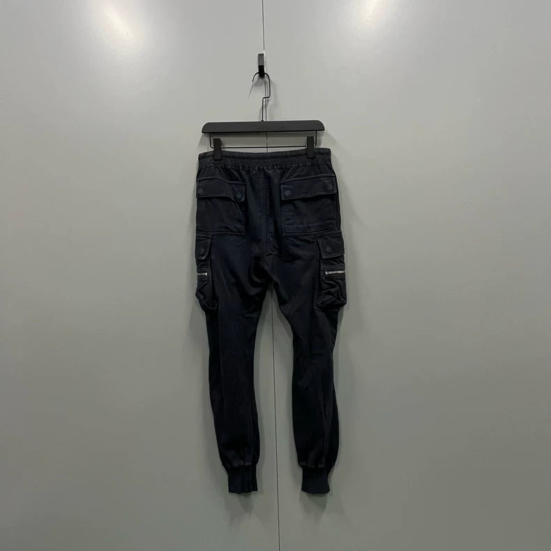 Rick Owens Black Pocket Drawstring Cargo Pants