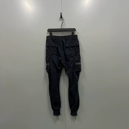 Rick Owens Black Pocket Drawstring Cargo Pants