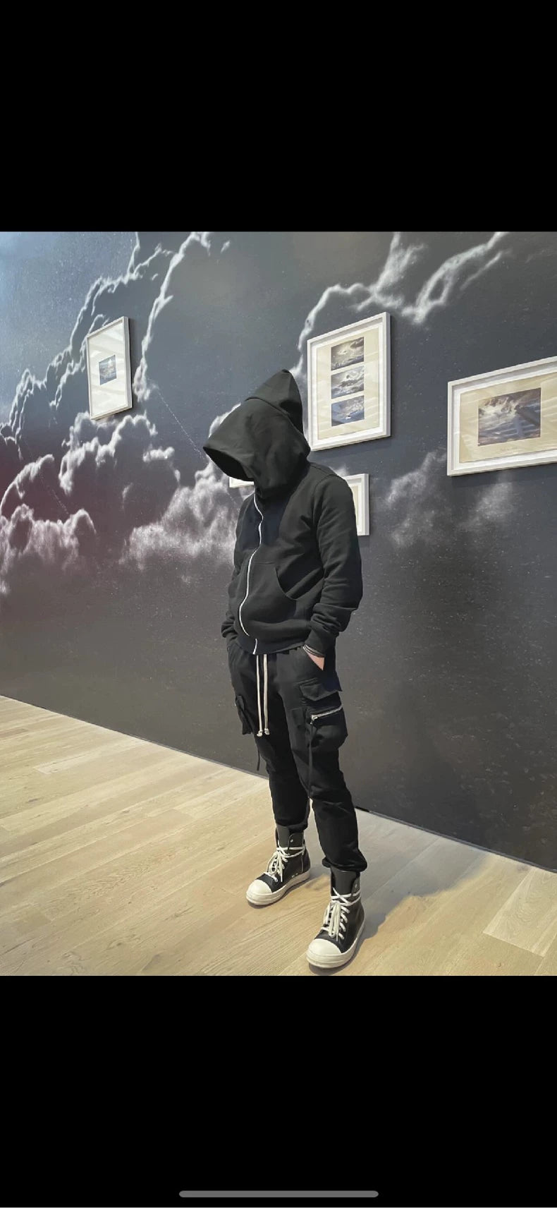 Rick Owens Black Pocket Drawstring Cargo Pants