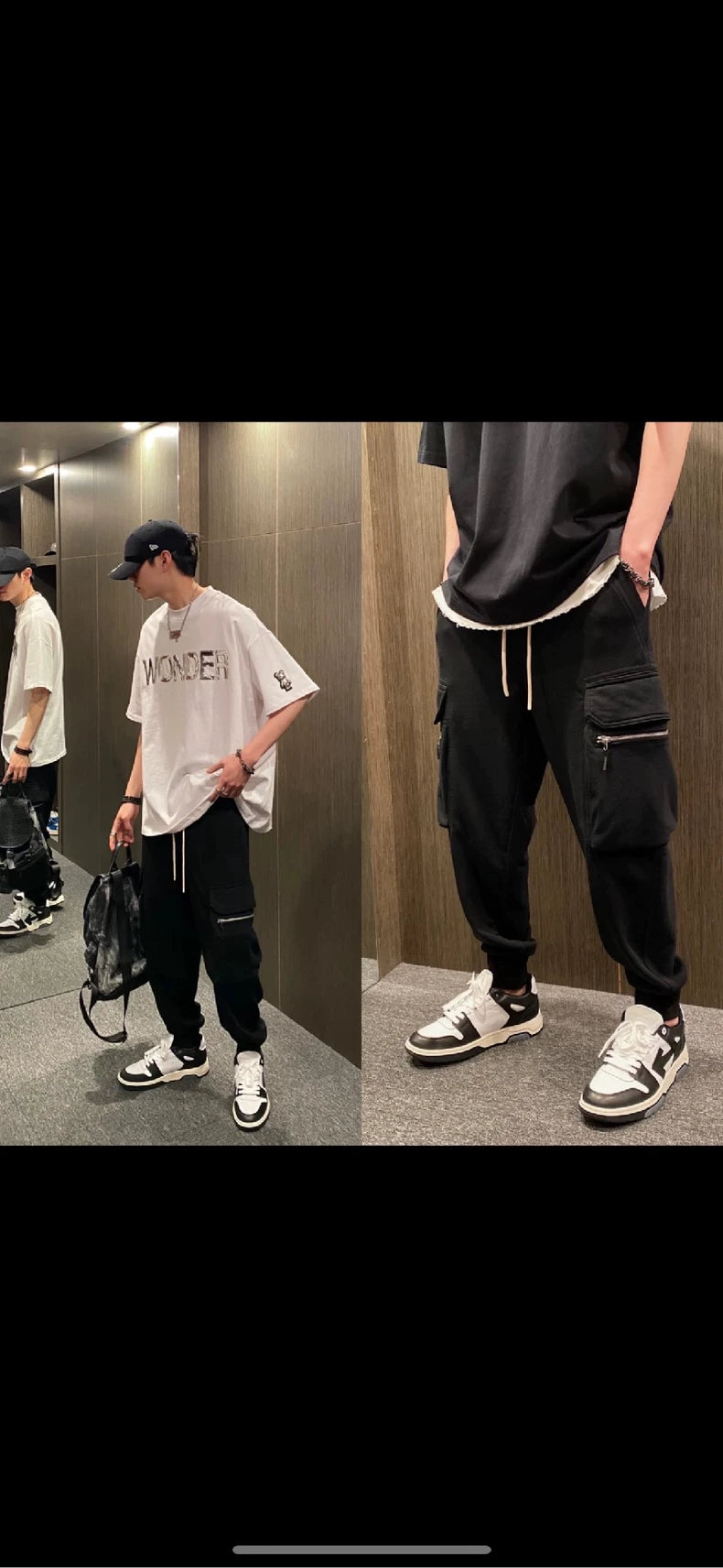 Rick Owens Black Pocket Drawstring Cargo Pants