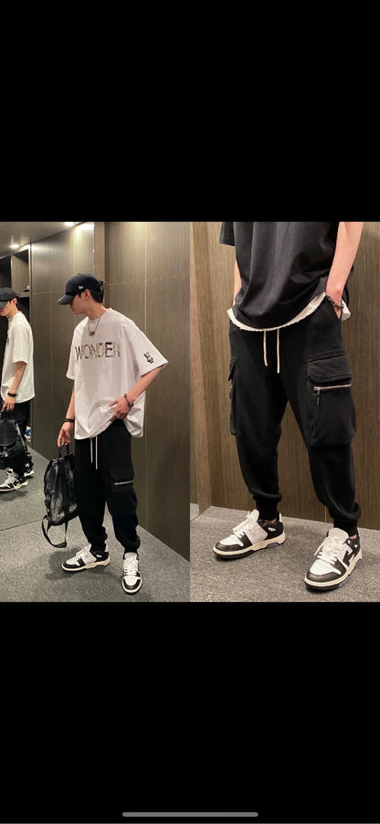 Rick Owens Black Pocket Drawstring Cargo Pants