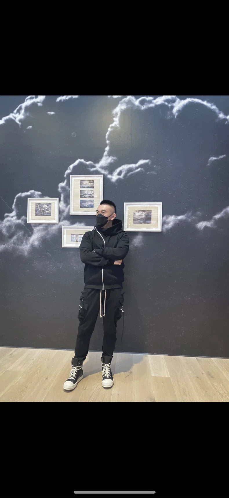 Rick Owens Black Pocket Drawstring Cargo Pants