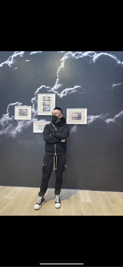 Rick Owens Black Pocket Drawstring Cargo Pants