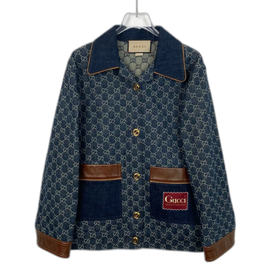 Gucci Blue Logo Jacquard Long Sleeve Jacket