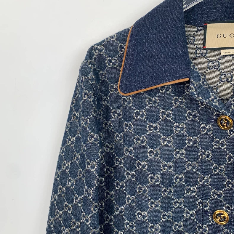 Gucci Blue Logo Jacquard Long Sleeve Jacket