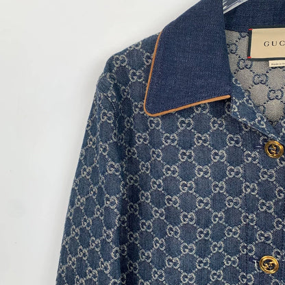 Gucci Blue Logo Jacquard Long Sleeve Jacket
