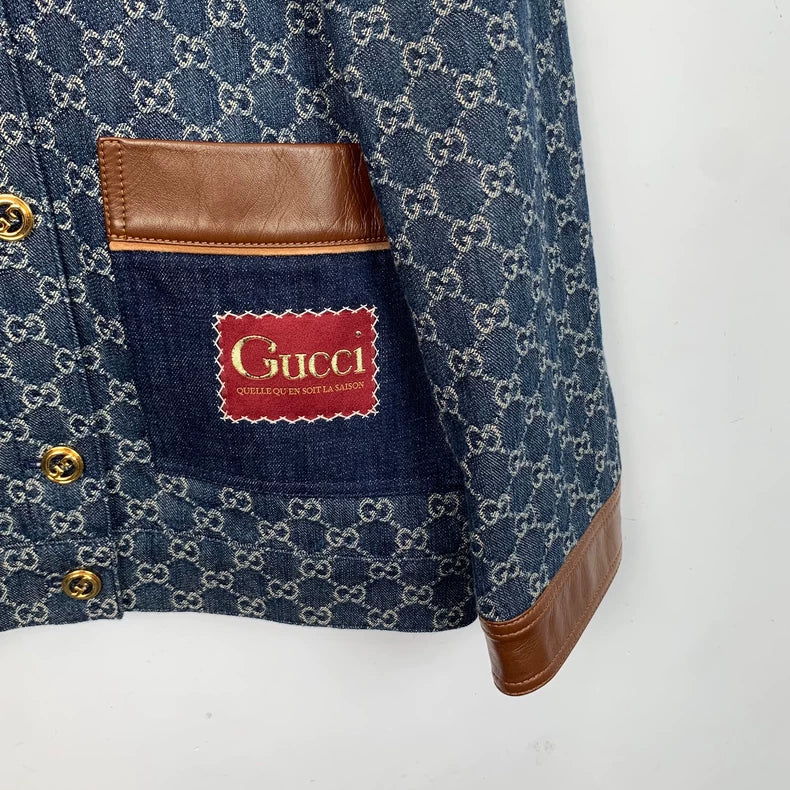 Gucci Blue Logo Jacquard Long Sleeve Jacket