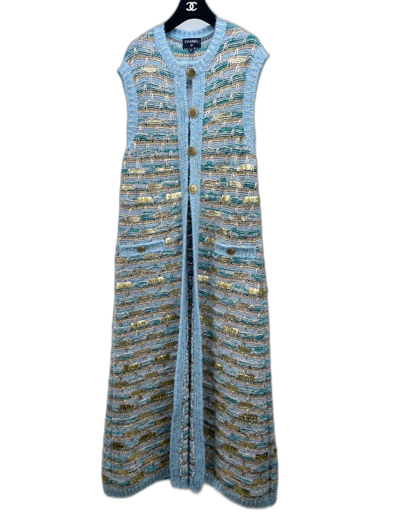 Chanel Peacock Vest with Gold Embroidery