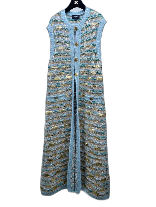 Chanel Peacock Vest with Gold Embroidery