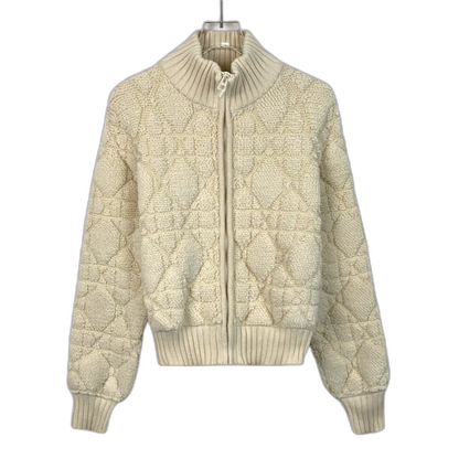 Beige Wool Zip-Up Jacket by Dior