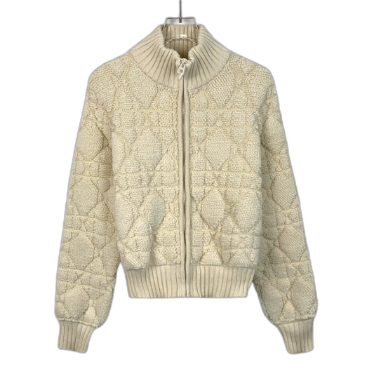 Beige Wool Zip-Up Jacket by Dior