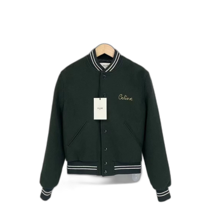 Celine Green Wool Baseball Jacket