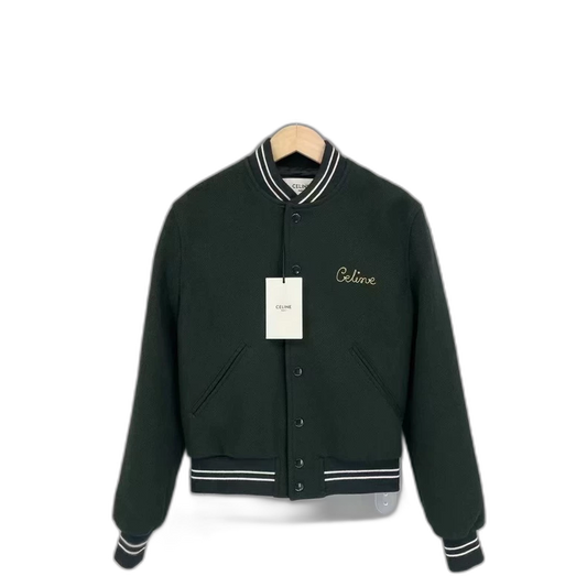 Celine Green Wool Baseball Jacket