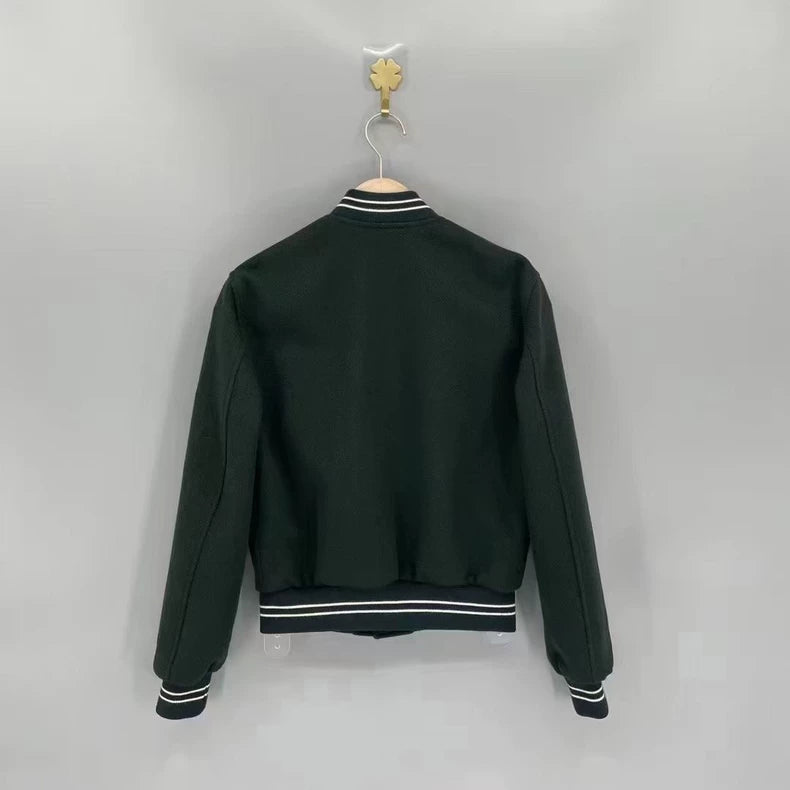 Celine Green Wool Baseball Jacket