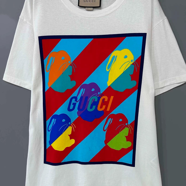 Gucci Rabbit Print Short Sleeve T-Shirt-yf