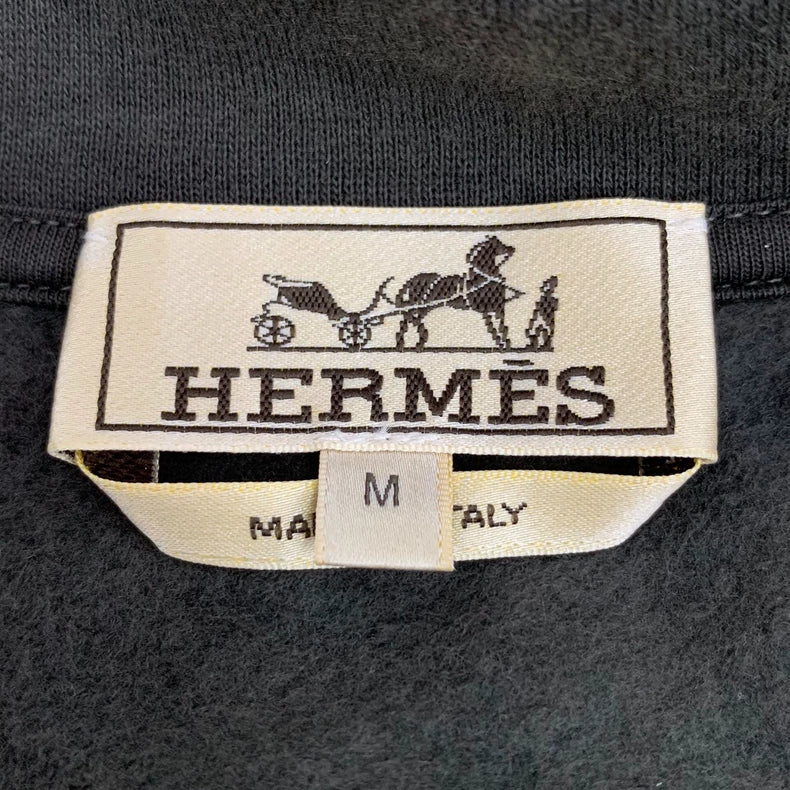Hermes Black Hooded Sweatshirt with Pocket