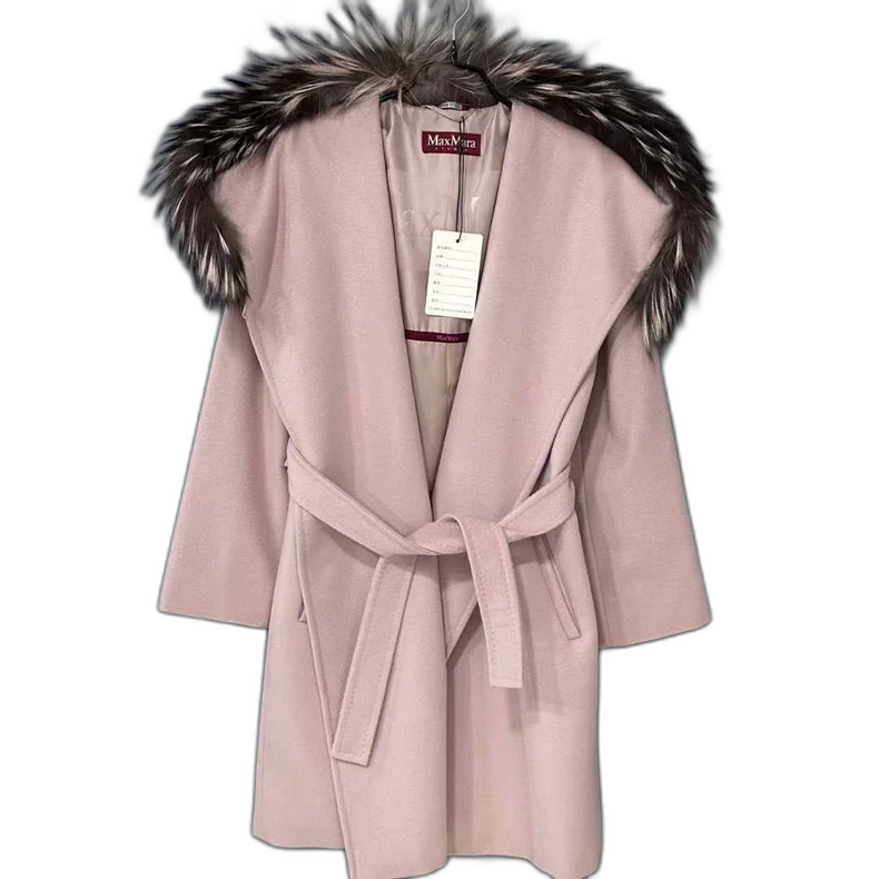 Pink Fur Collar Robe Coat MaxMara