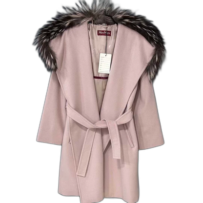 Pink Fur Collar Robe Coat MaxMara