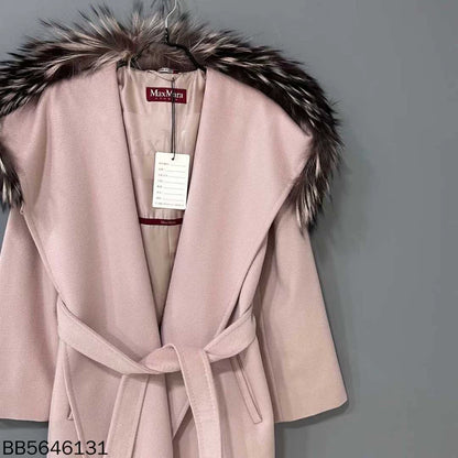 Pink Fur Collar Robe Coat MaxMara