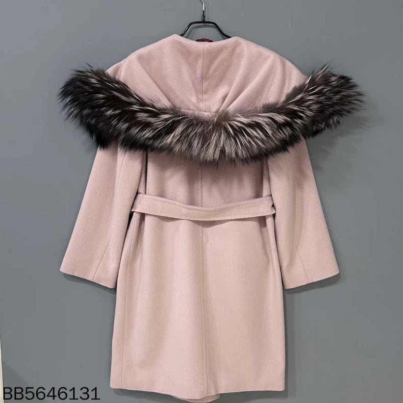 Pink Fur Collar Robe Coat MaxMara