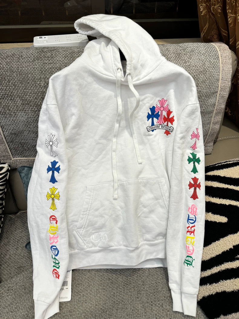 Chrome Hearts Colorful Cross Hoodie White