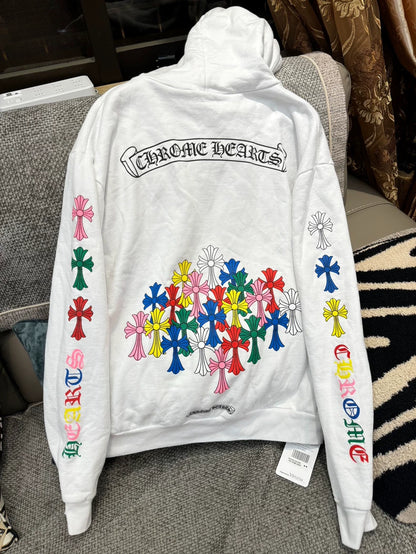 Chrome Hearts Colorful Cross Hoodie White