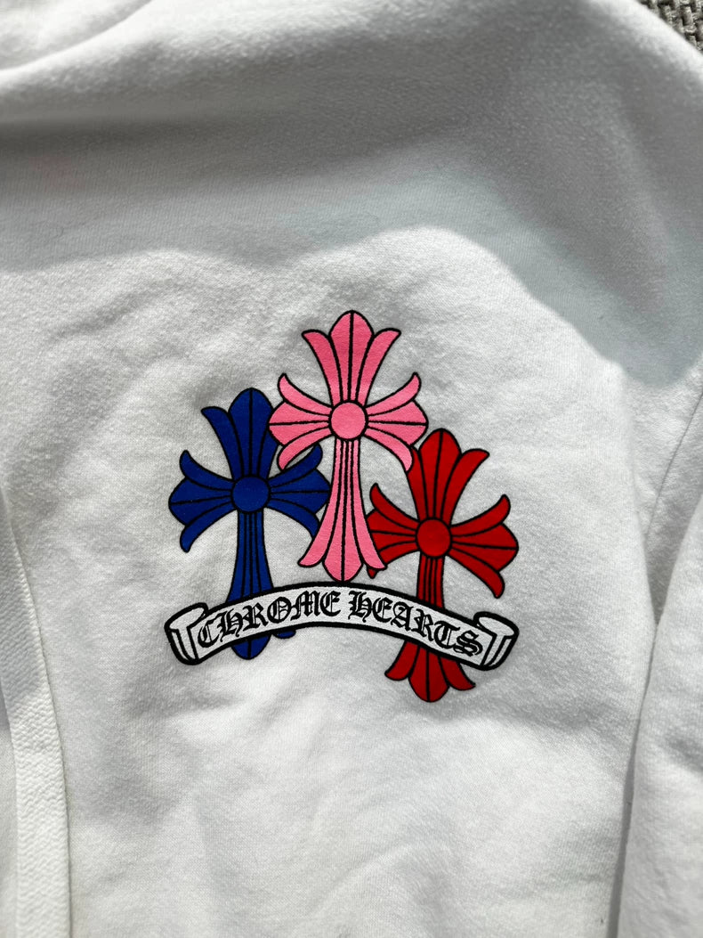 Chrome Hearts Colorful Cross Hoodie White