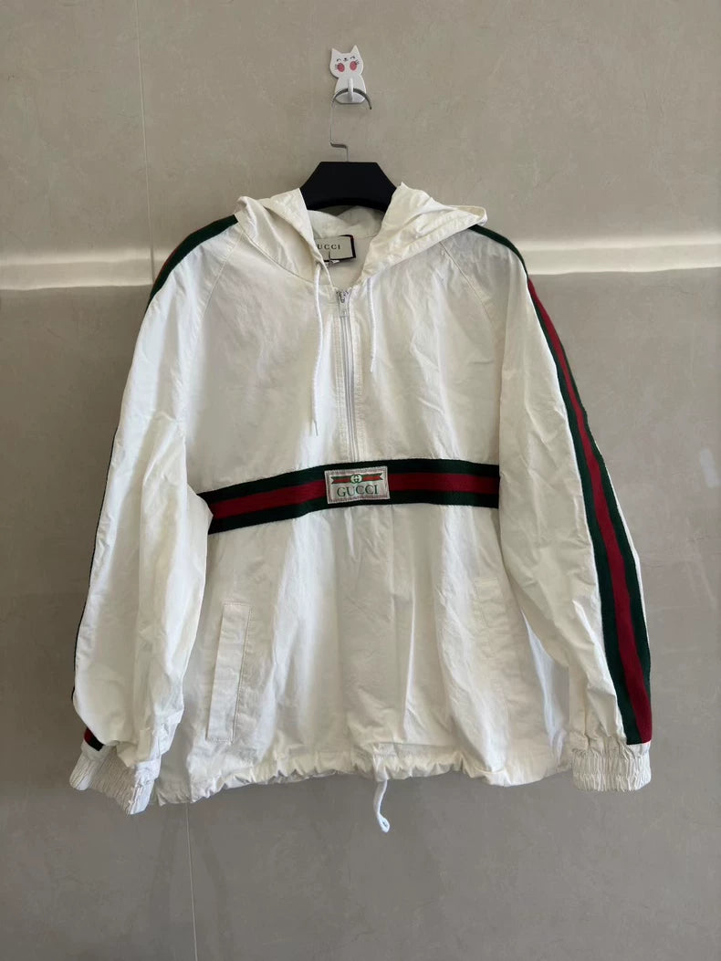 Gucci White Half-Zip Windbreaker Jacket-yf