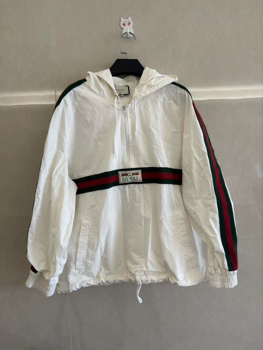 Gucci White Half-Zip Windbreaker Jacket-yf