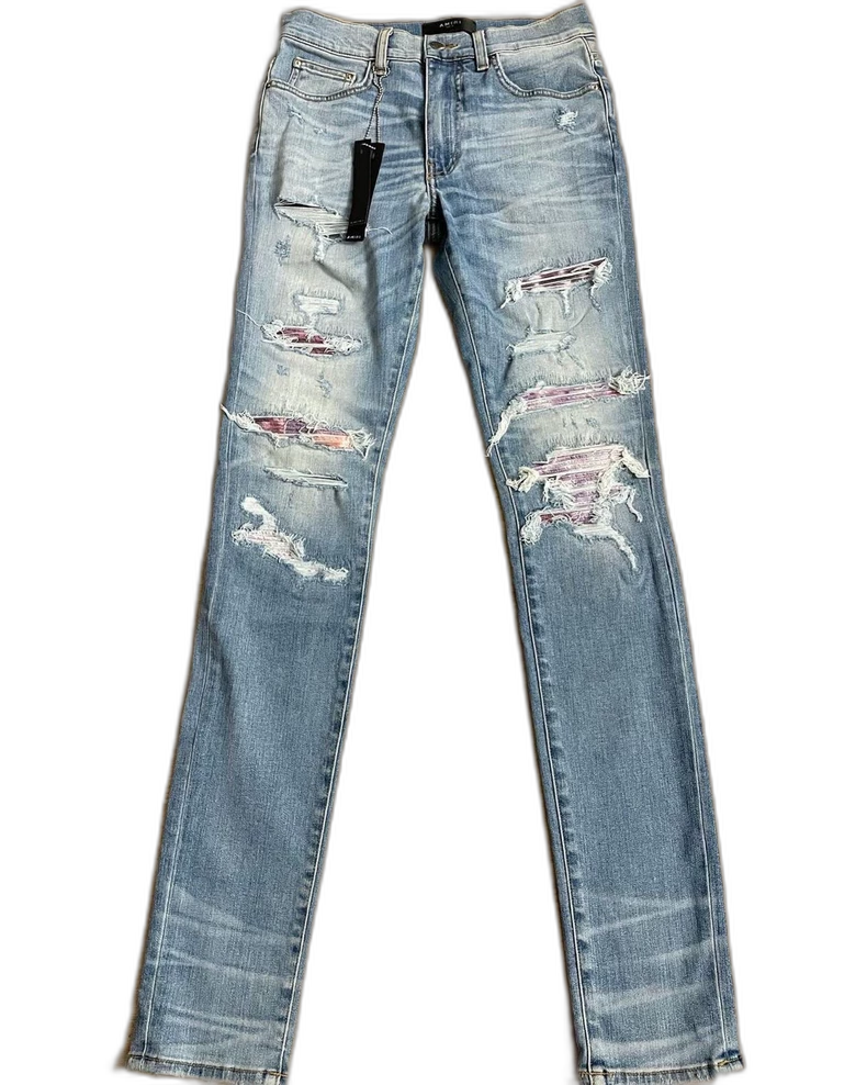 Amiri Blue Watercolor Thrash MX1 Jeans